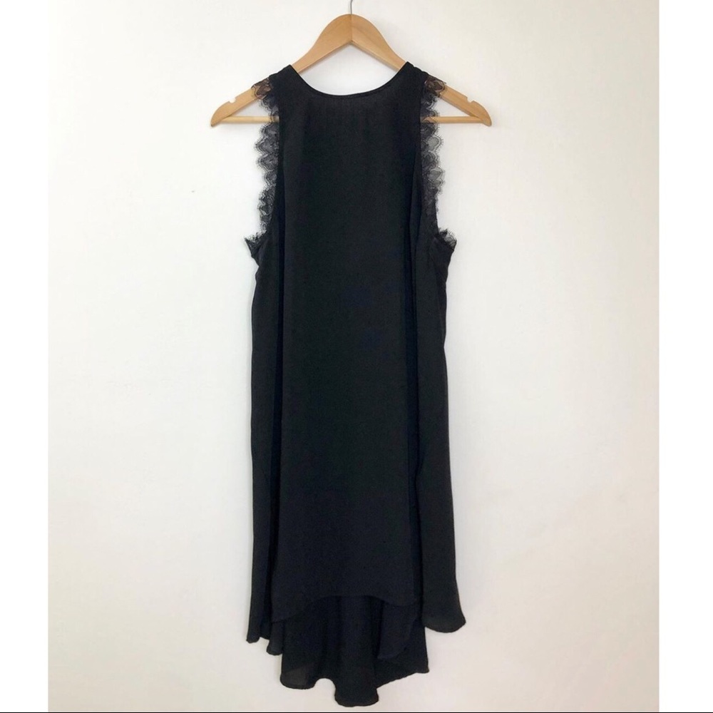 Little black dress lace and high low hem